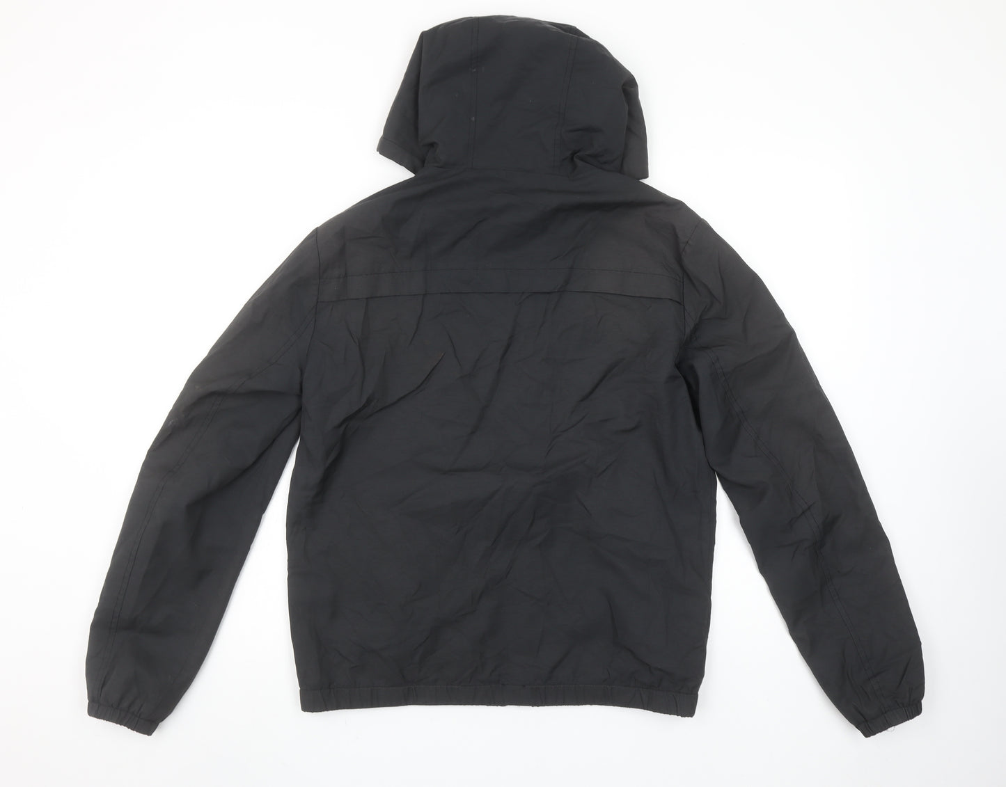 River Island Men's Black Hooded Windbreaker Jacket Size S