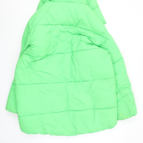 Zara Women Green Hooded Puffer Jacket Size S Winter Coat