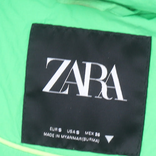 Zara Women Green Hooded Puffer Jacket Size S Winter Coat
