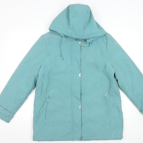 Klassik Womens Green Hooded Parka Jacket Size 14 Water Resistant