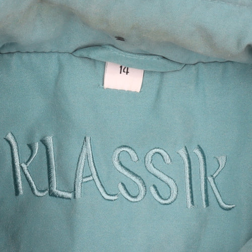 Klassik Womens Green Hooded Parka Jacket Size 14 Water Resistant