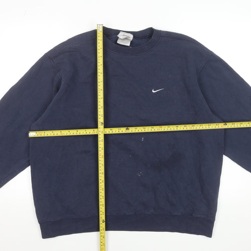 Nike Men’s Blue Pullover Sweatshirt L Regular Fit Fleece Crew Neck