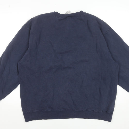 Nike Men’s Blue Pullover Sweatshirt L Regular Fit Fleece Crew Neck