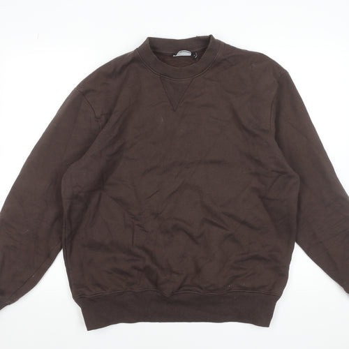 ASOS DESIGN Men's Brown Crew Neck Cotton Sweatshirt Size S