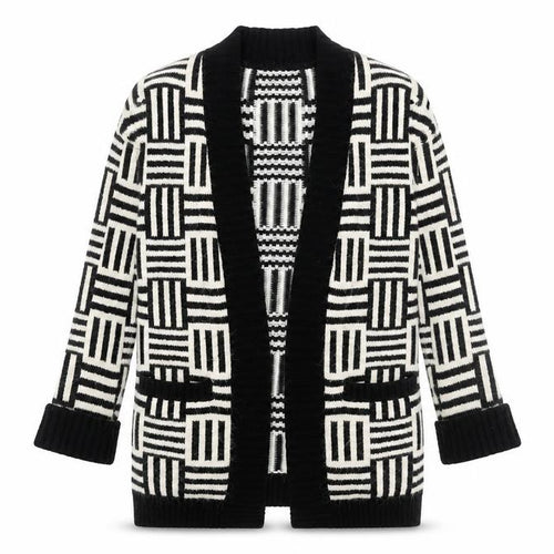 Marks and Spencer Women’s Black White Geometric Knit Cardigan Small