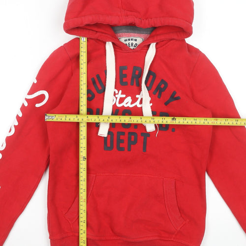 Superdry Womens Red XS Pullover Hoodie with Logo Print
