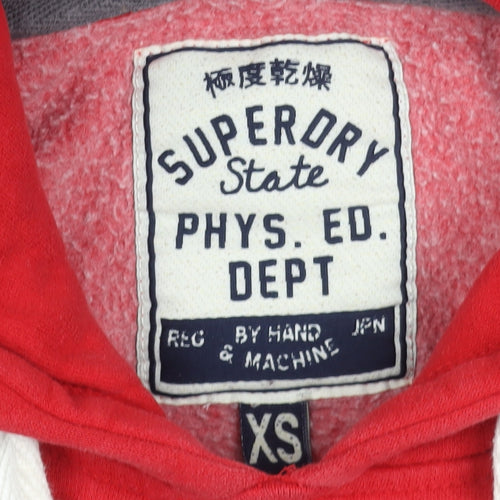 Superdry Womens Red XS Pullover Hoodie with Logo Print