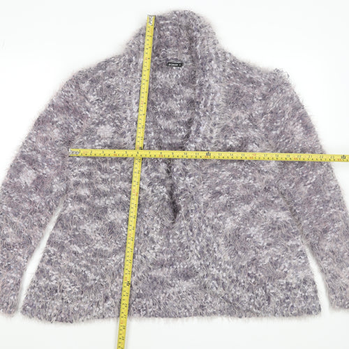 Roman Women Grey Size 20 Fluffy Open Cardigan Knit Long Sleeve Soft Jumper