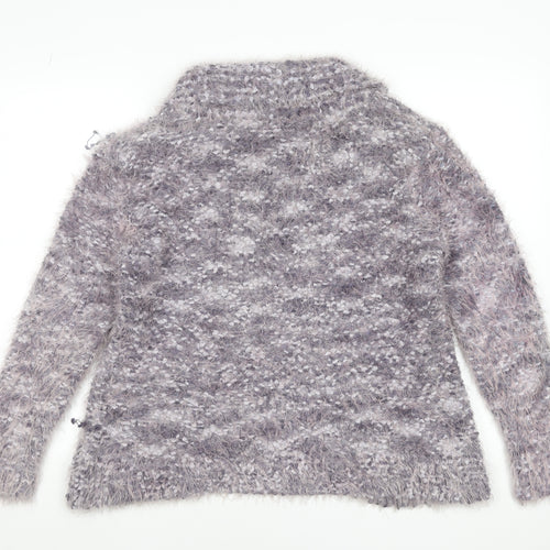 Roman Women Grey Size 20 Fluffy Open Cardigan Knit Long Sleeve Soft Jumper