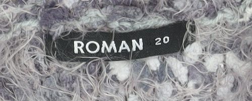 Roman Women Grey Size 20 Fluffy Open Cardigan Knit Long Sleeve Soft Jumper
