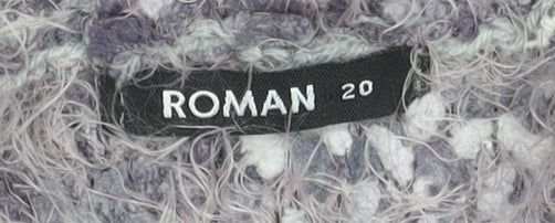 Roman Women Grey Size 20 Fluffy Open Cardigan Knit Long Sleeve Soft Jumper