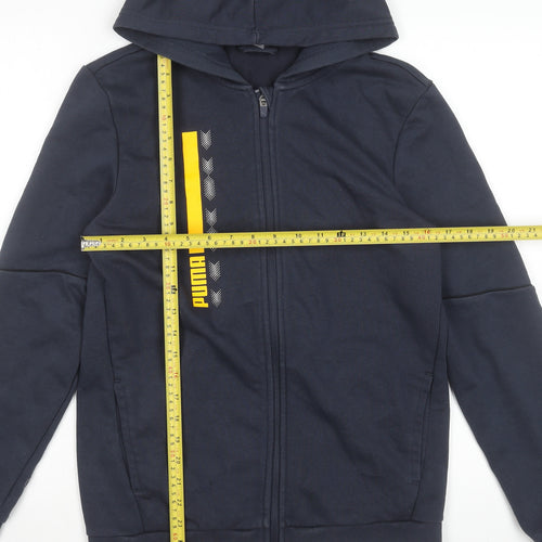Puma Boys Navy Blue Full Zip Hoodie 15-16 Years Cotton Blend Logo Design