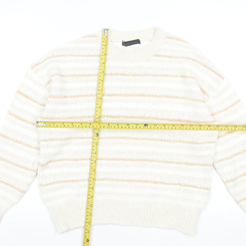 Marks and Spencer Women Beige Striped Knit Jumper Medium