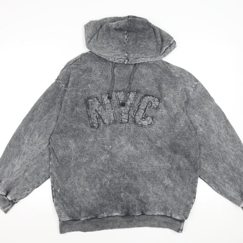 Boohoo Womens Grey NYC Hoodie UK 8 Pullover Long Sleeve Casual