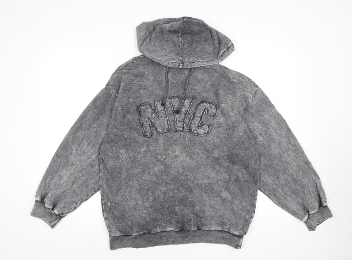 Boohoo Womens Grey NYC Hoodie UK 8 Pullover Long Sleeve Casual
