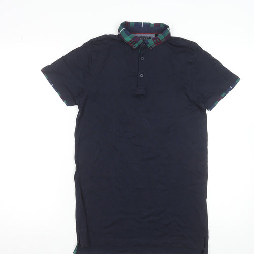 Next Boys Blue Cotton Polo Shirt 14 Years Short Sleeve Collared Top