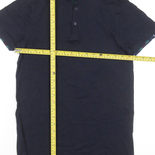 Next Boys Blue Cotton Polo Shirt 14 Years Short Sleeve Collared Top