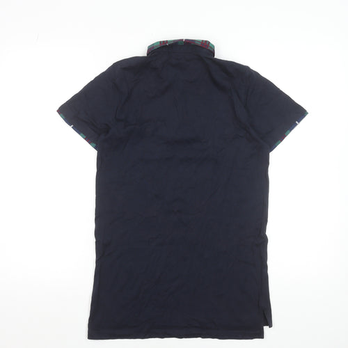 Next Boys Blue Cotton Polo Shirt 14 Years Short Sleeve Collared Top
