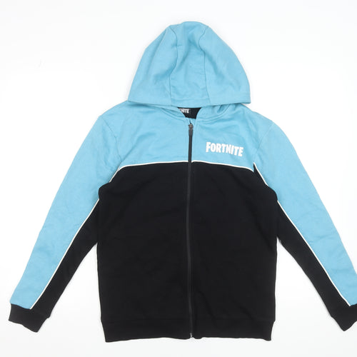 Fortnite Teens Blue Black Full Zip Hoodie L Cotton Blend