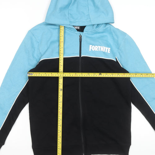 Fortnite Teens Blue Black Full Zip Hoodie L Cotton Blend