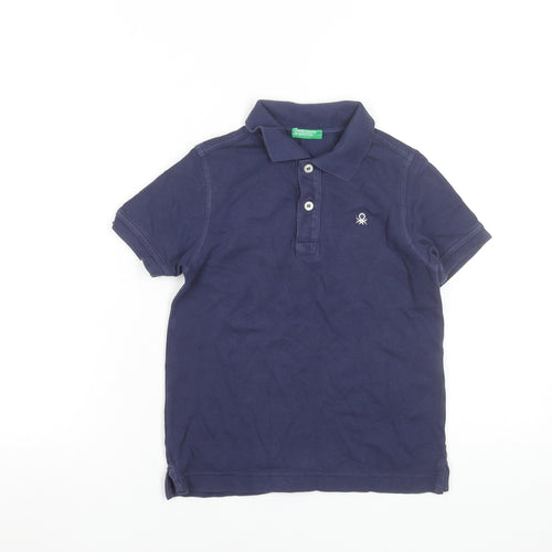 United Colors of Benetton Boys Blue Cotton Polo Shirt 6-7 Years