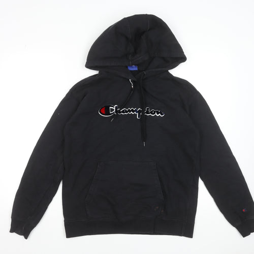 Champion Men's Black Small Pullover Hoodie with Embroidered Logo