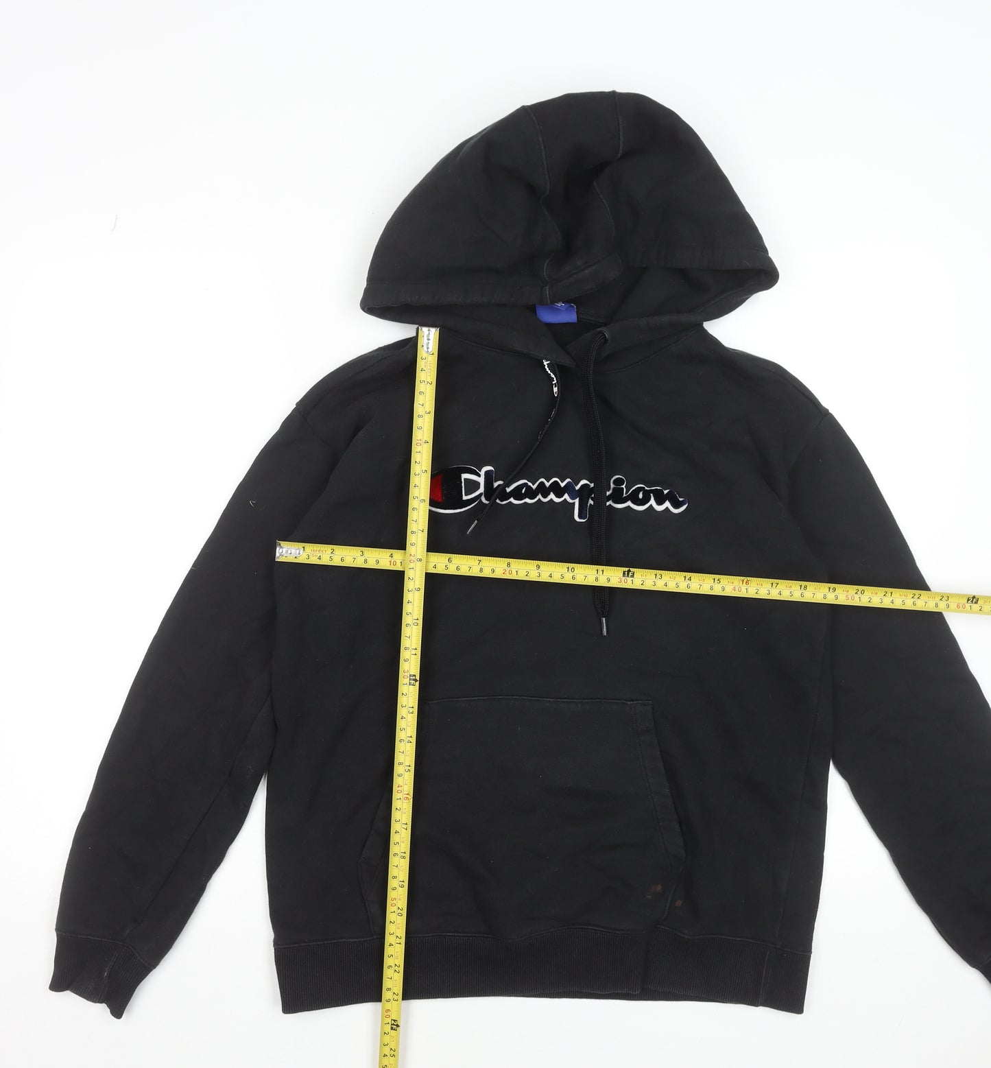 Champion Men's Black Small Pullover Hoodie with Embroidered Logo