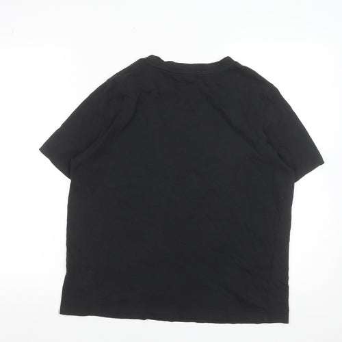 MNG Women’s Black Cotton Embroidered T-Shirt Size L