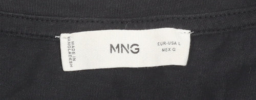 MNG Women’s Black Cotton Embroidered T-Shirt Size L