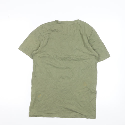 Jack & Jones Men's Green Graphic Print Cotton T-Shirt Size S