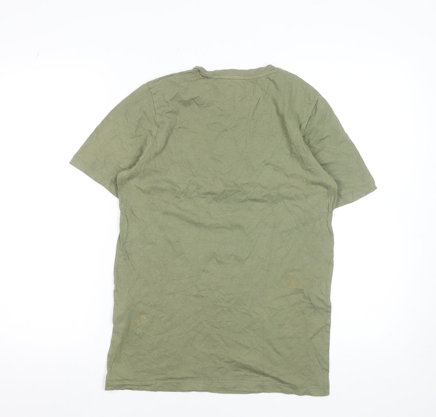 Jack & Jones Men's Green Graphic Print Cotton T-Shirt Size S