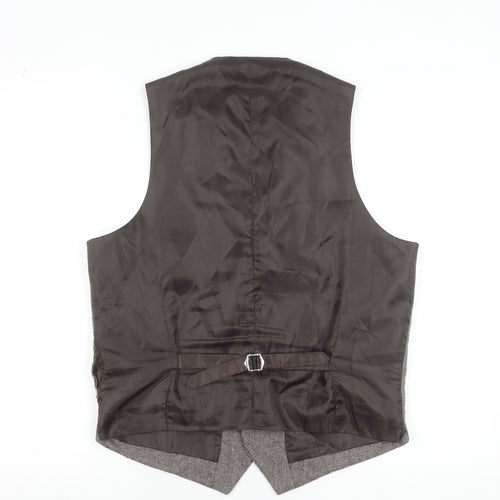 Ruth & Boaz Men's Brown Herringbone Wool Blend Waistcoat S