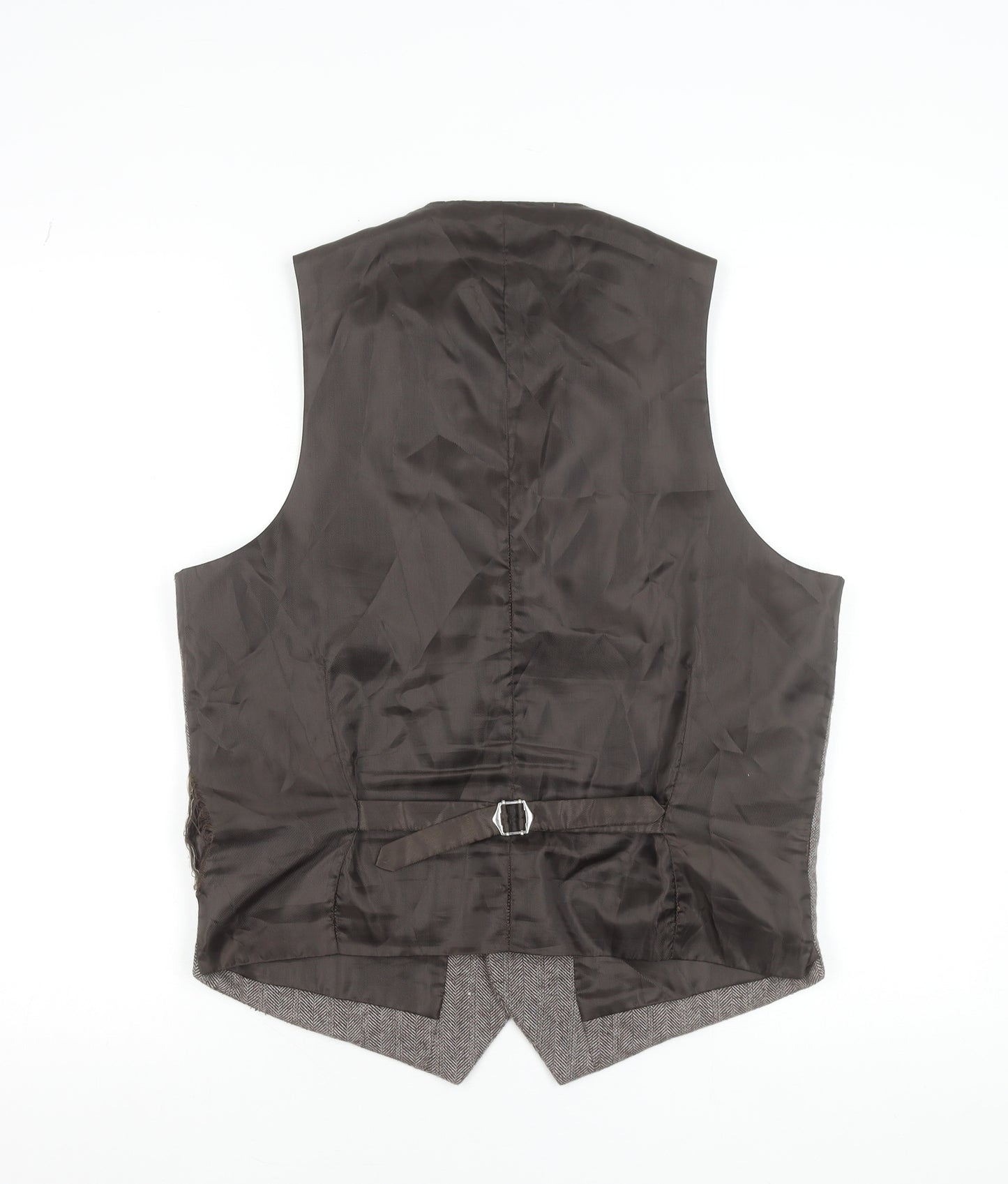 Ruth & Boaz Men's Brown Herringbone Wool Blend Waistcoat S