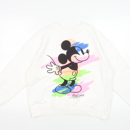 Zara Disney Girls White Mickey Mouse Pullover Sweatshirt 13-14 Years