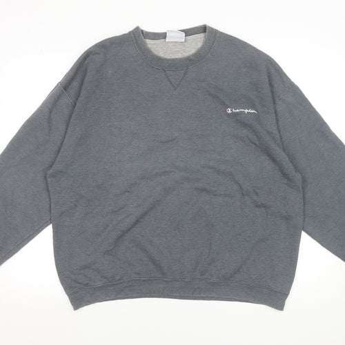 Champion Men's Grey Pullover Sweatshirt Size M Crew Neck Logo