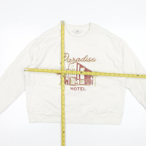 Marks and Spencer Women Beige Paradiso Graphic Cotton Sweatshirt Medium