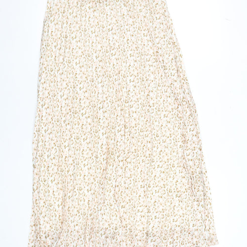 Esqualo Womens Beige Pleated Animal Print Midi Skirt Size 10