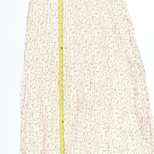 Esqualo Womens Beige Pleated Animal Print Midi Skirt Size 10