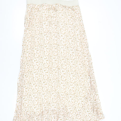 Esqualo Womens Beige Pleated Animal Print Midi Skirt Size 10