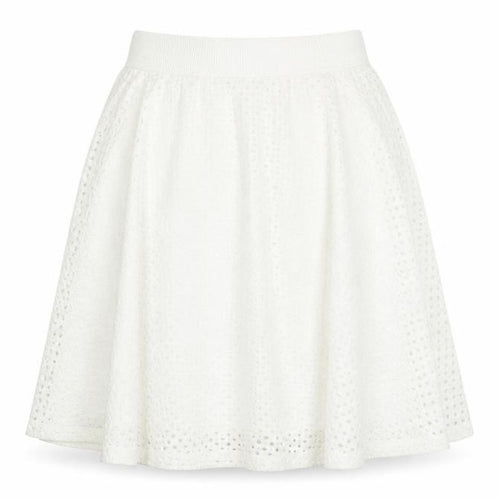 Zara Women White A-Line Lace Skirt Size 10 Knee Length Elastic Waist