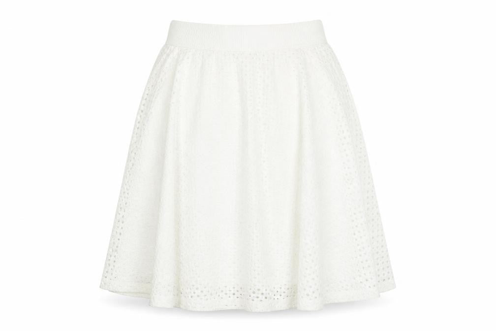 Zara Women White A-Line Lace Skirt Size 10 Knee Length Elastic Waist
