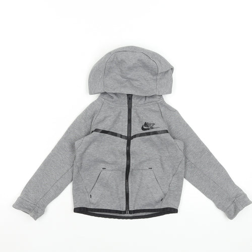 Nike Boys Grey Full Zip Hoodie 2-3 Years Hooded Sweatshirt