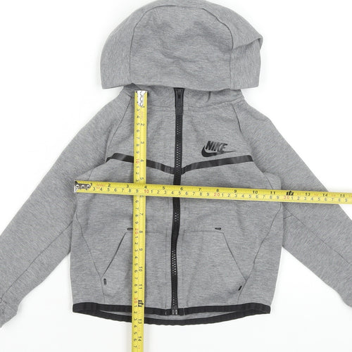 Nike Boys Grey Full Zip Hoodie 2-3 Years Hooded Sweatshirt