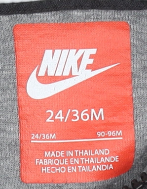 Nike Boys Grey Full Zip Hoodie 2-3 Years Hooded Sweatshirt