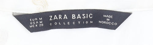 Zara Women Ivory Polka Dot Long Sleeve Bow Blouse Size 12