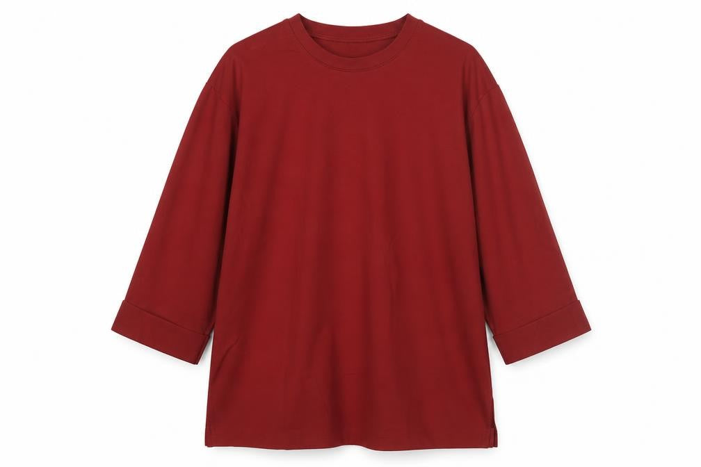 Front view of Jigsaw Women’s Red 3/4 Sleeve Basic Jersey Top, size M