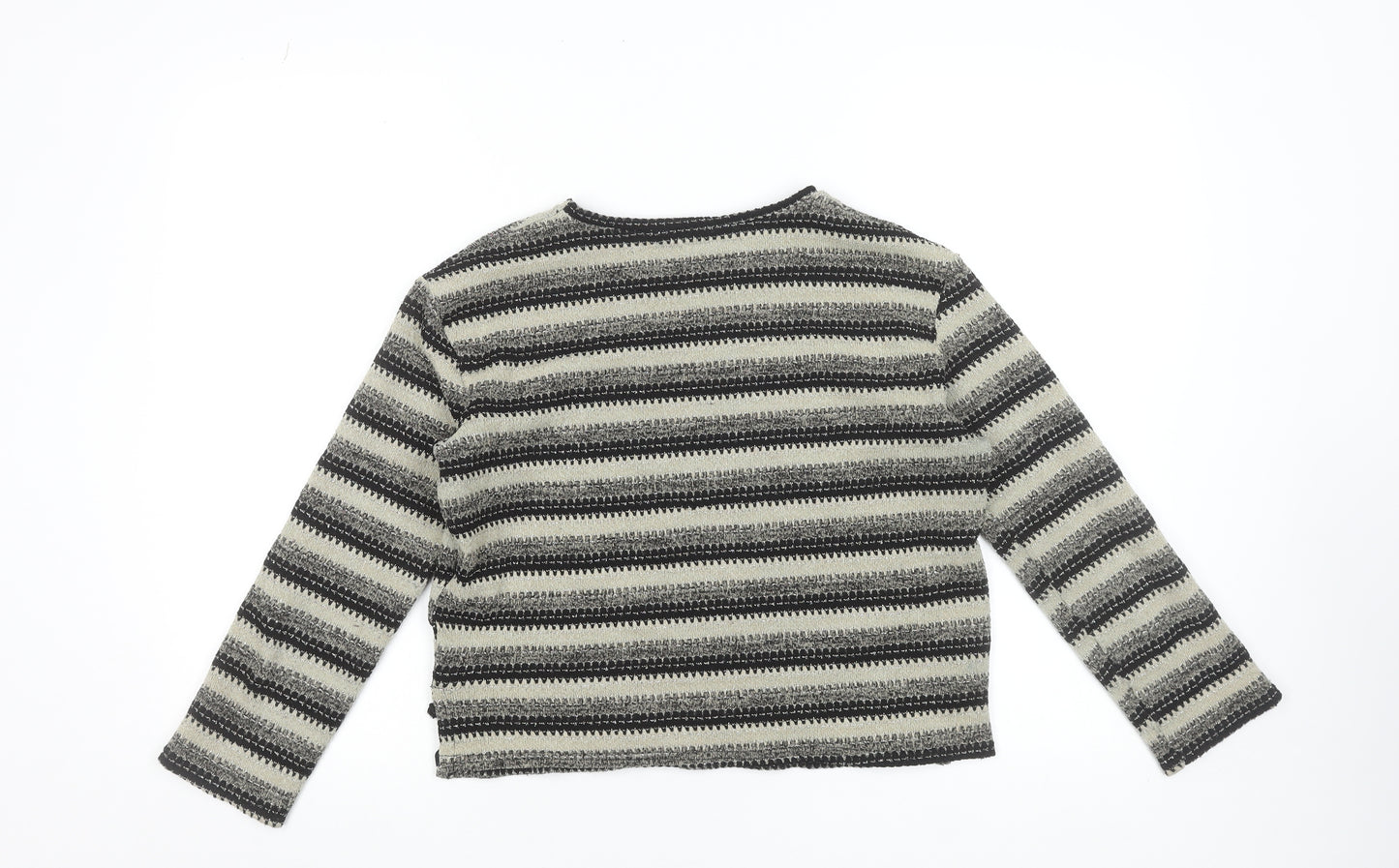 Oasis Women Grey Striped Crew Neck Knit Jumper Size S