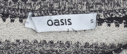 Oasis Women Grey Striped Crew Neck Knit Jumper Size S