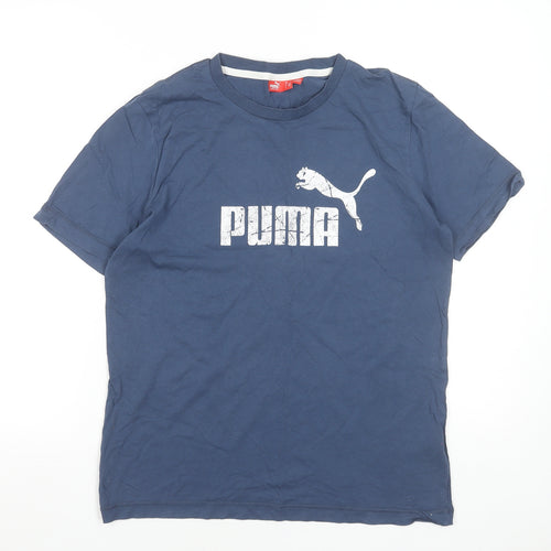 Puma Men's Blue Small Crew Neck Graphic Logo Sports T-Shirt