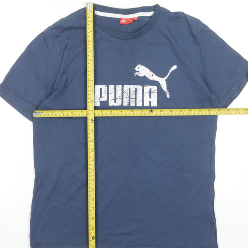 Puma Men's Blue Small Crew Neck Graphic Logo Sports T-Shirt